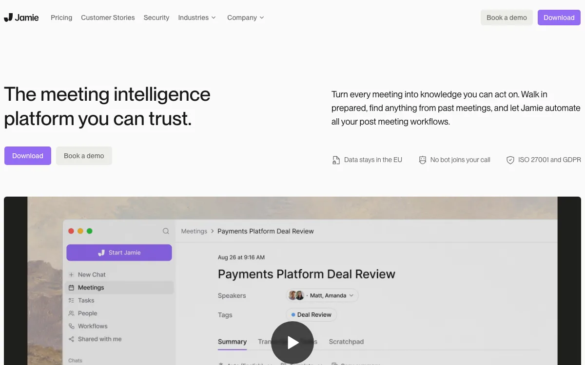 Jamie homepage screenshot