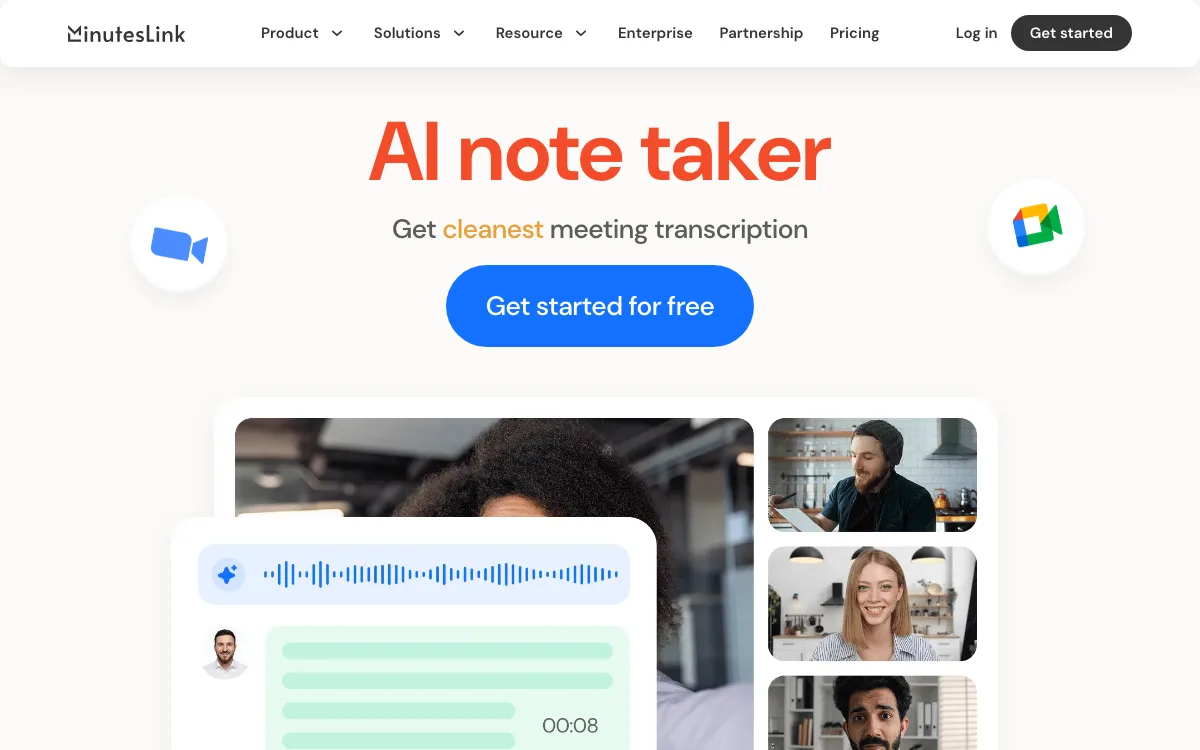 MinutesLink homepage screenshot