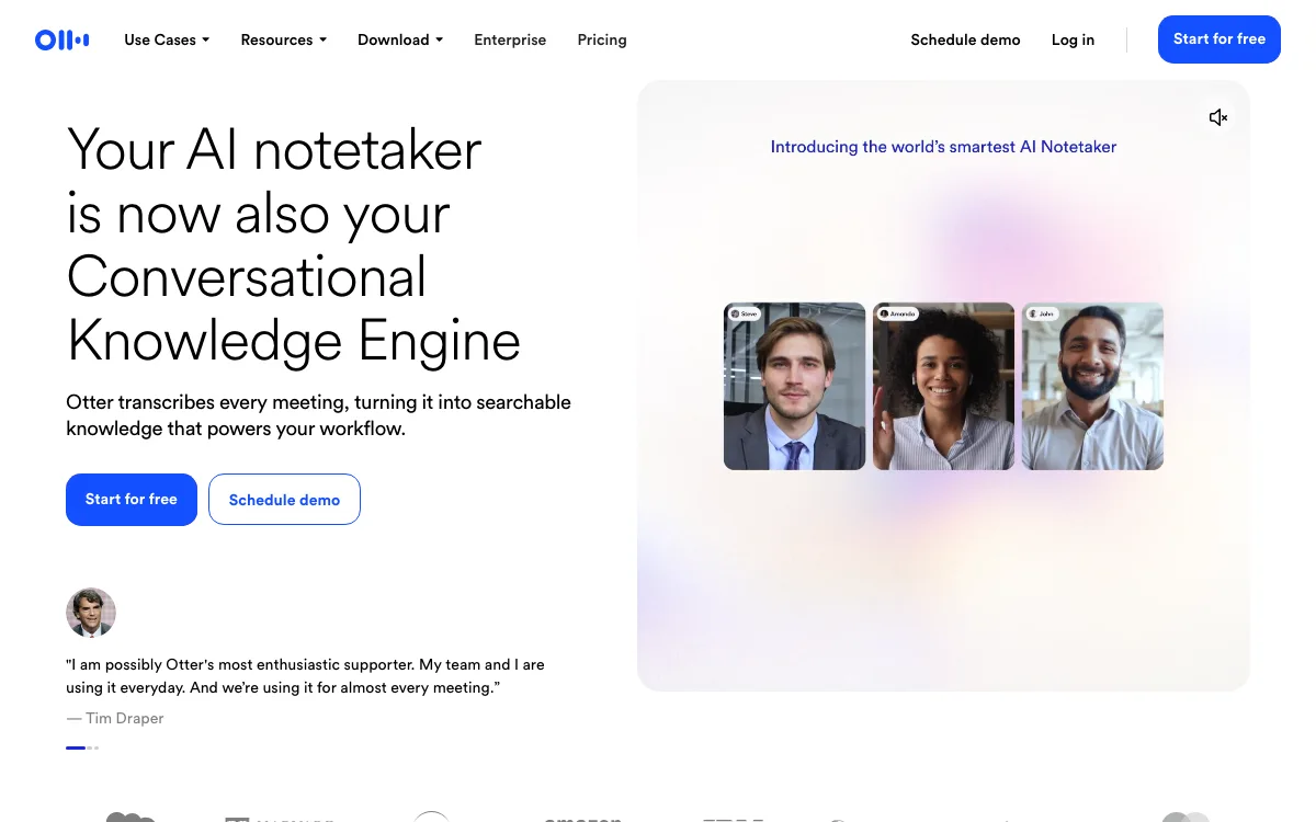 Otter.aiv4.0 homepage screenshot