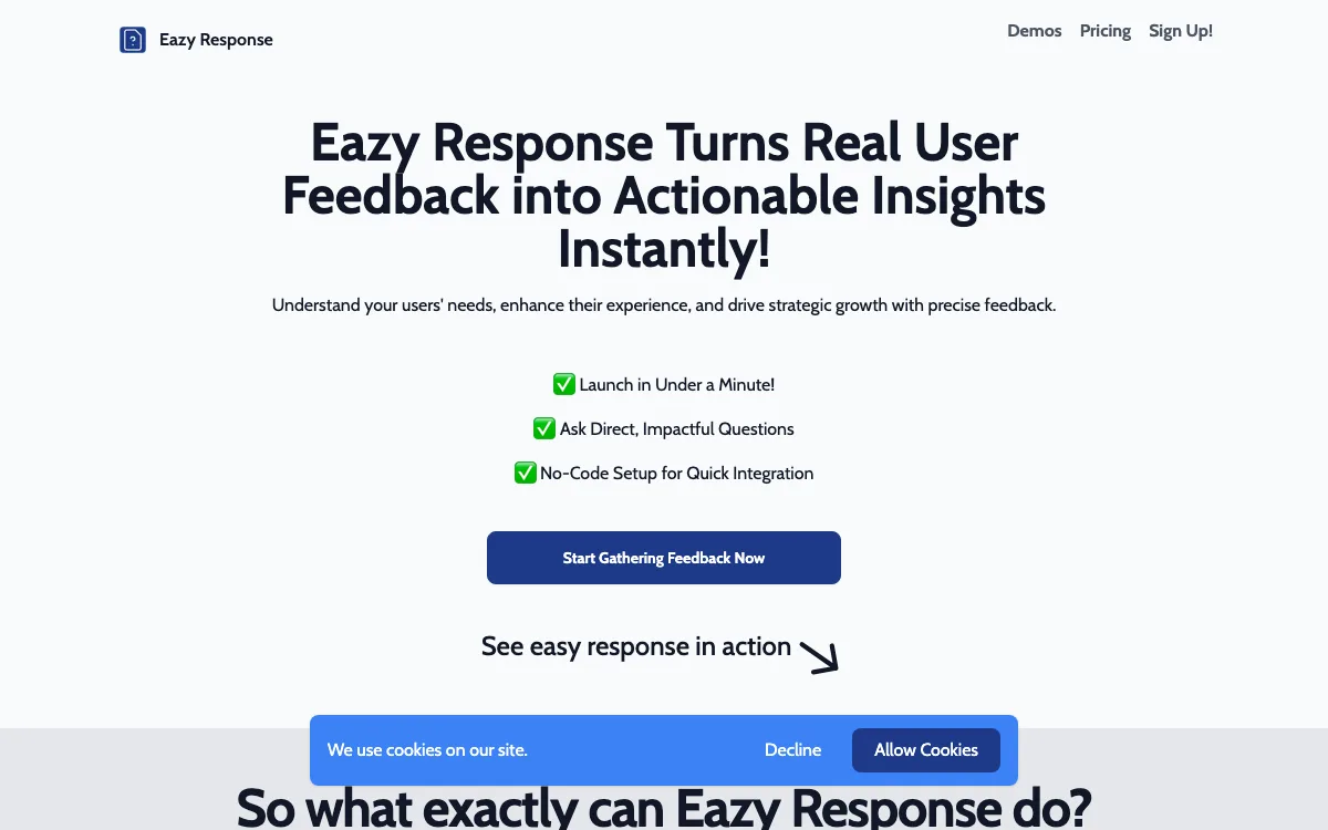 Eazy Response homepage screenshot
