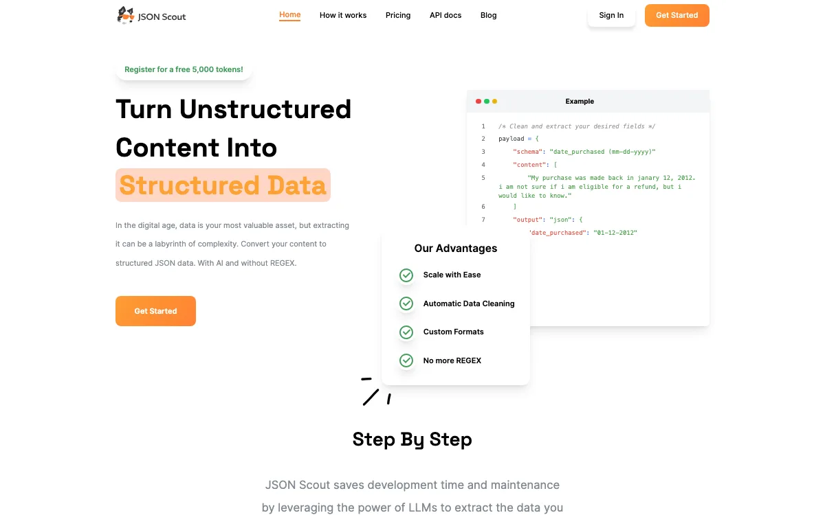 JSON Scout homepage screenshot