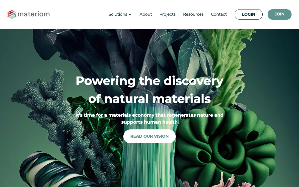 Materiom homepage screenshot