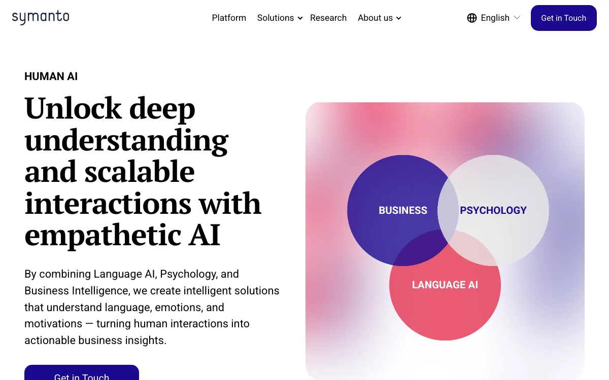 Symanto homepage screenshot