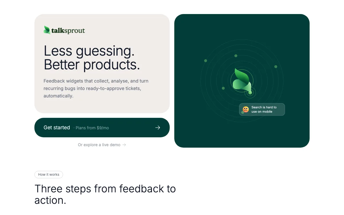 talksprout homepage screenshot