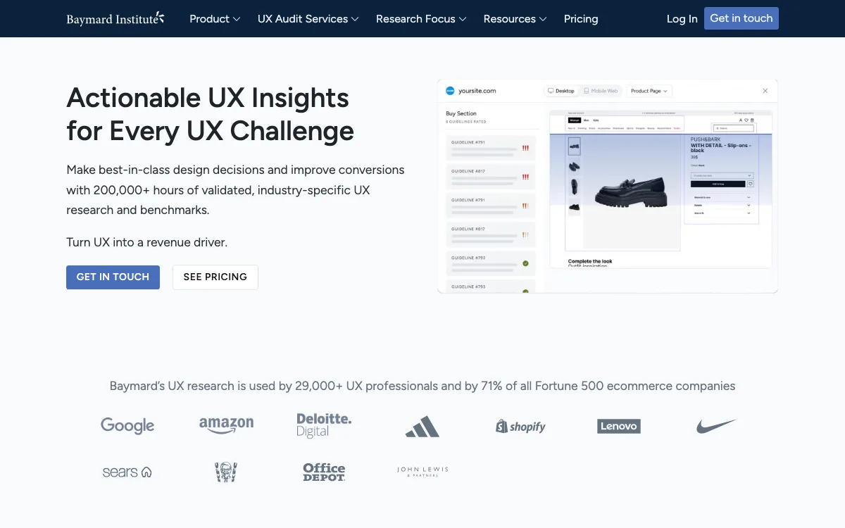UX-Ray 1.0 by Baymard homepage screenshot