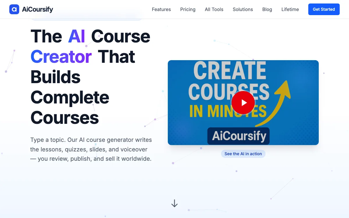 AiCoursifyv1.1 homepage screenshot