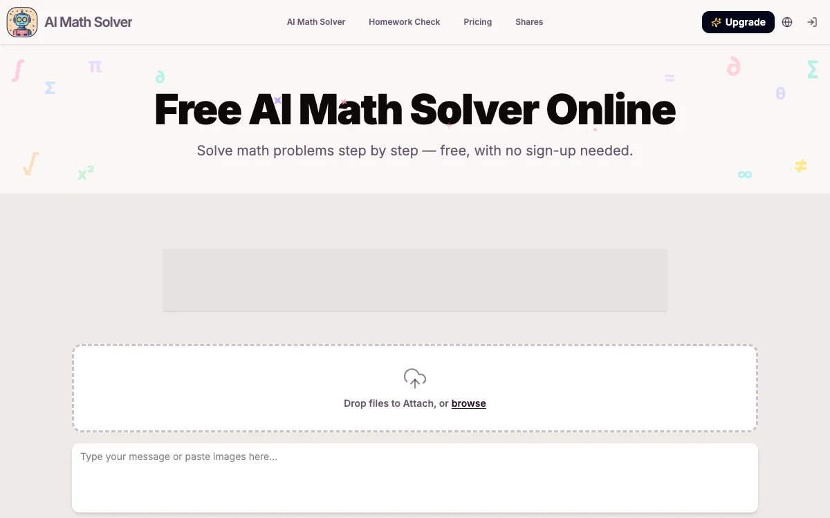 AI Math Solver homepage screenshot