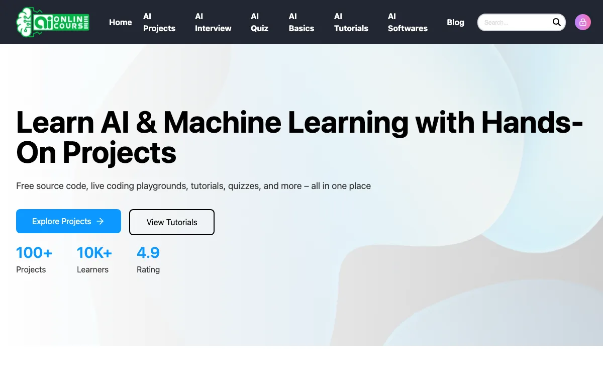 Ai online course homepage screenshot