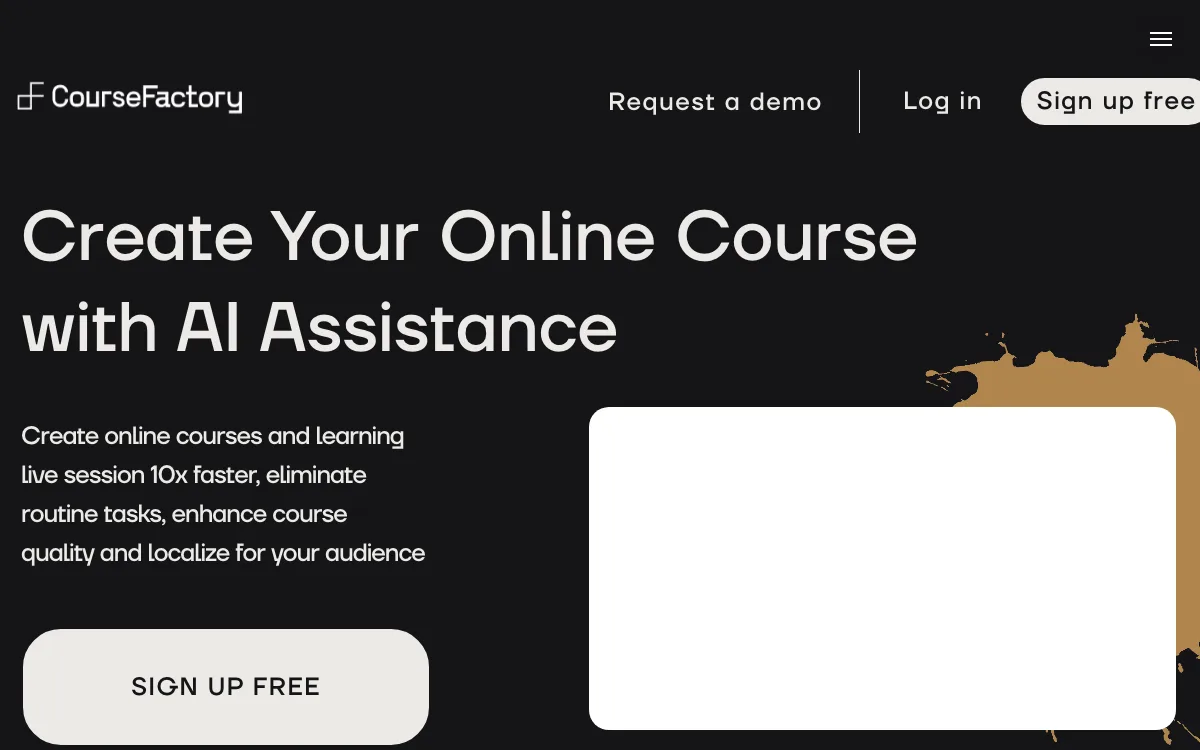 CourseFactory AI homepage screenshot