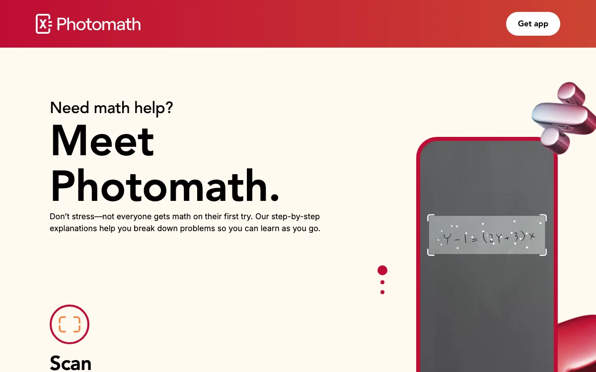 Photomath homepage screenshot