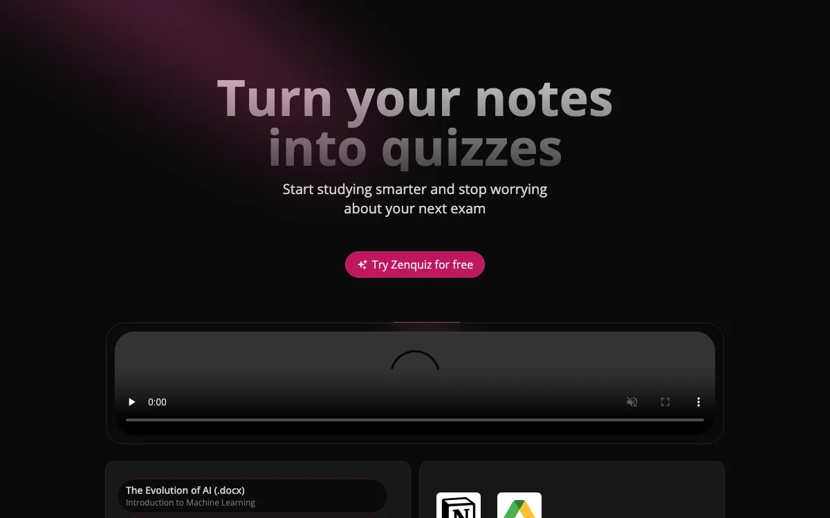 Zenquiz homepage screenshot