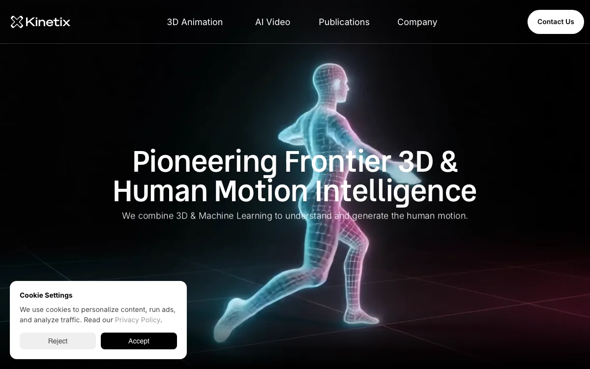 Kamo-1 Kinetix homepage screenshot