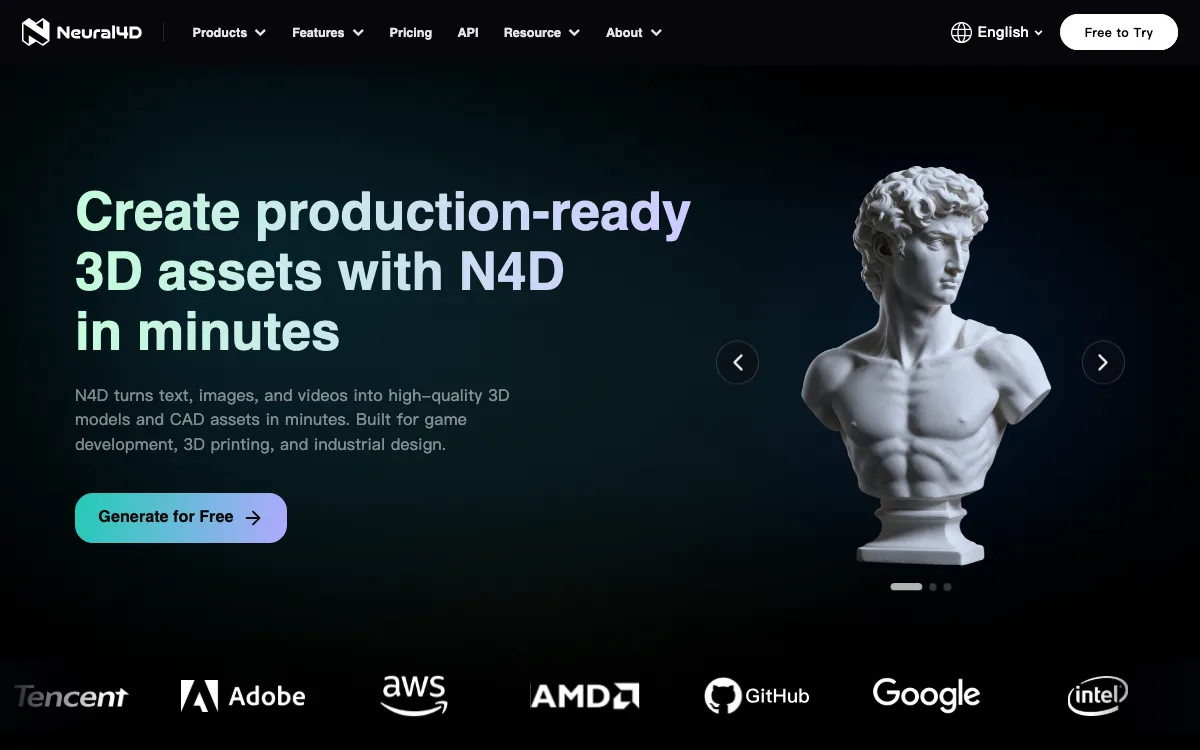 Neural4D homepage screenshot