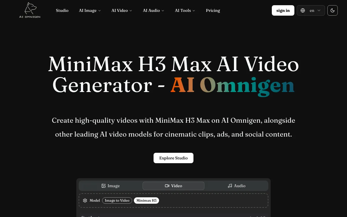 AI Omnigen homepage screenshot