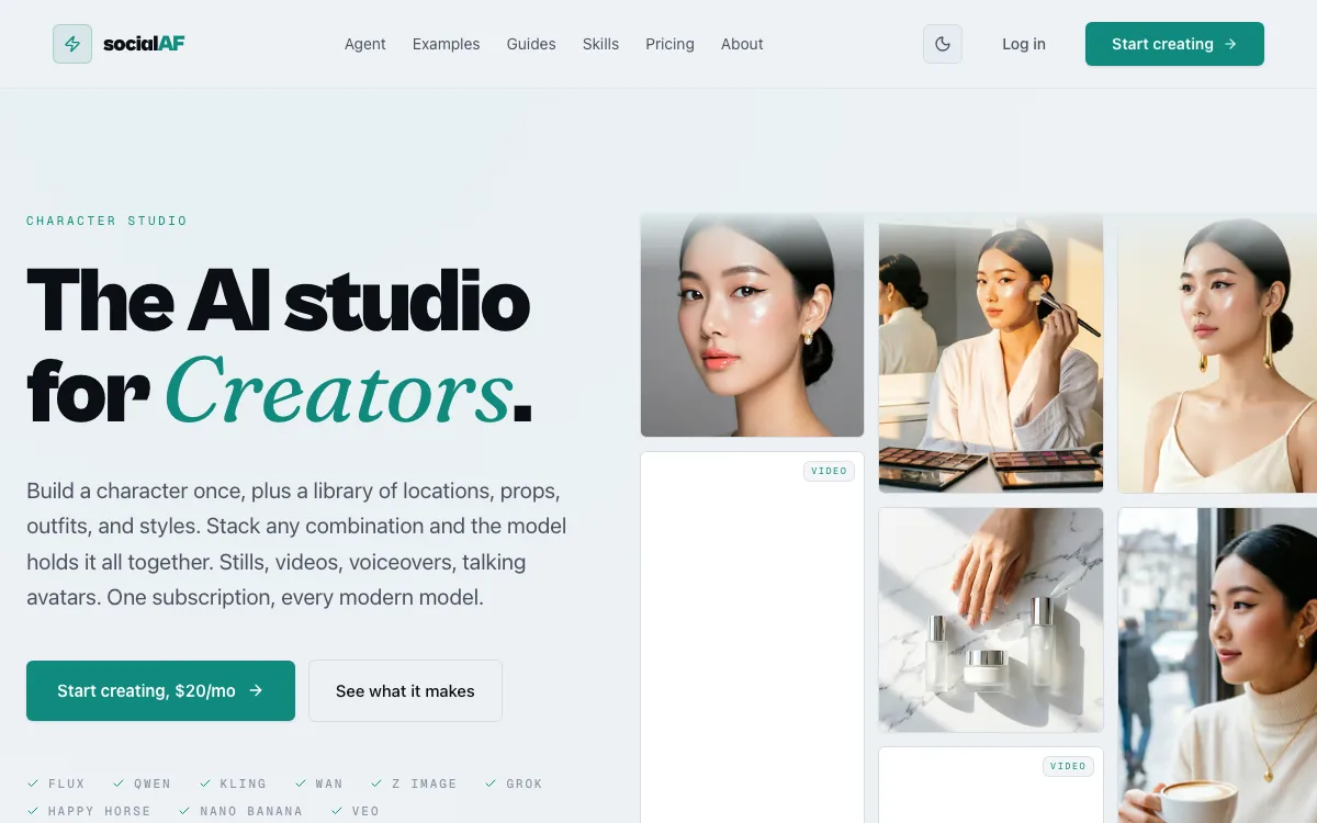 Socialaf.ai homepage screenshot