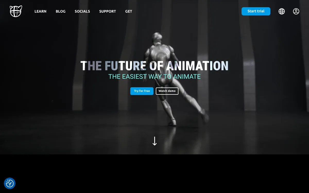Cascadeur homepage screenshot
