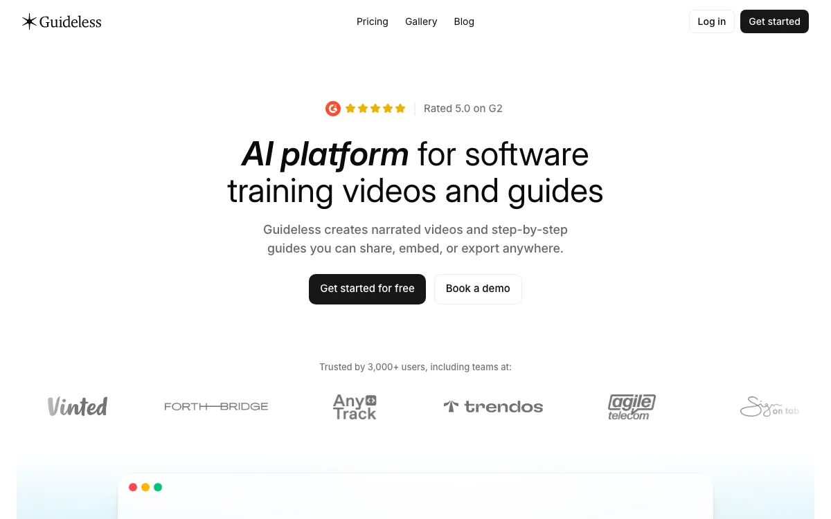 Guideless homepage screenshot