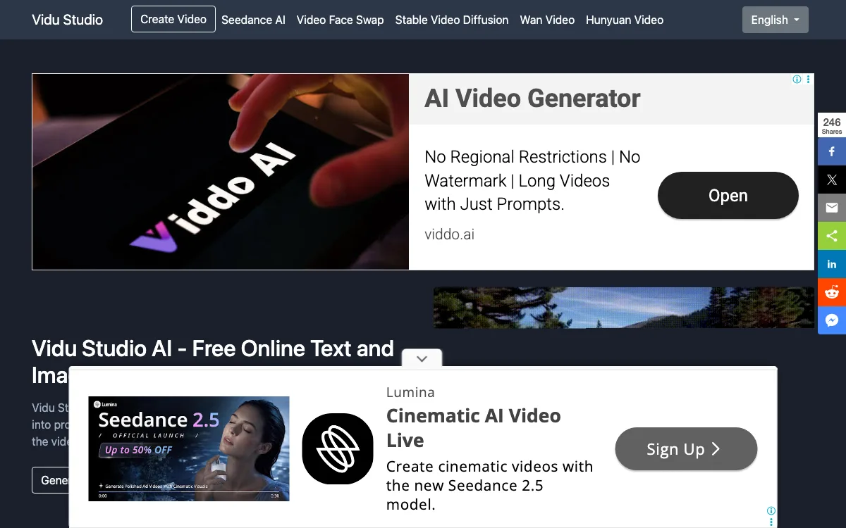Vidu Studio AI homepage screenshot