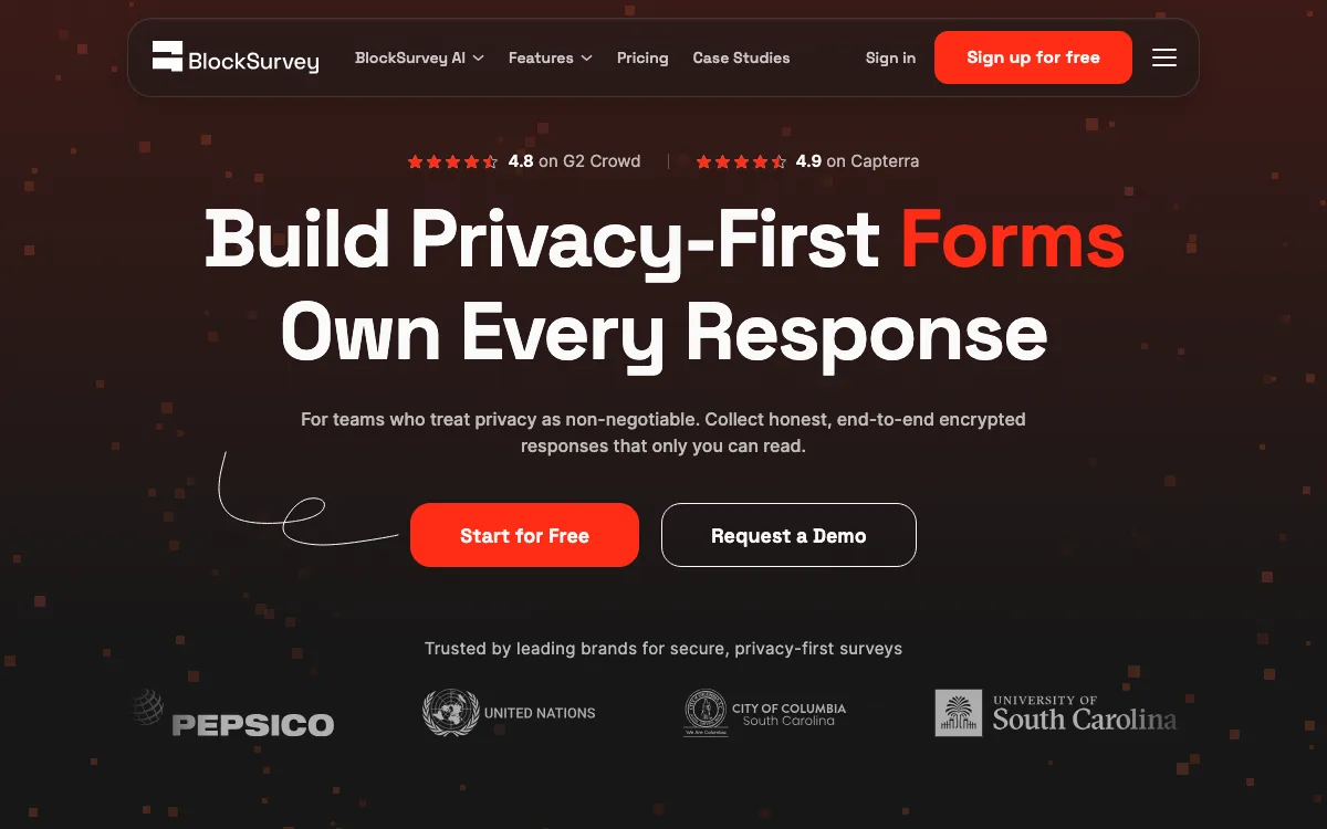 Block Survey homepage screenshot