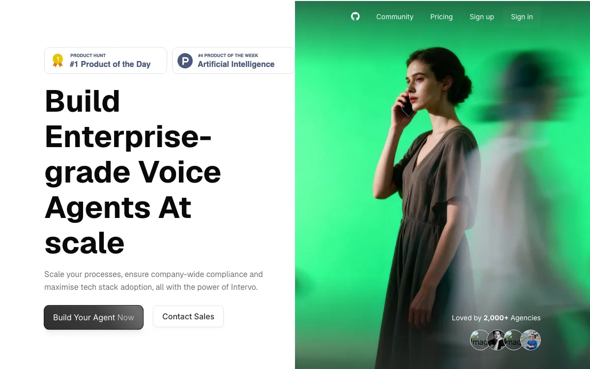 Intervo AI homepage screenshot
