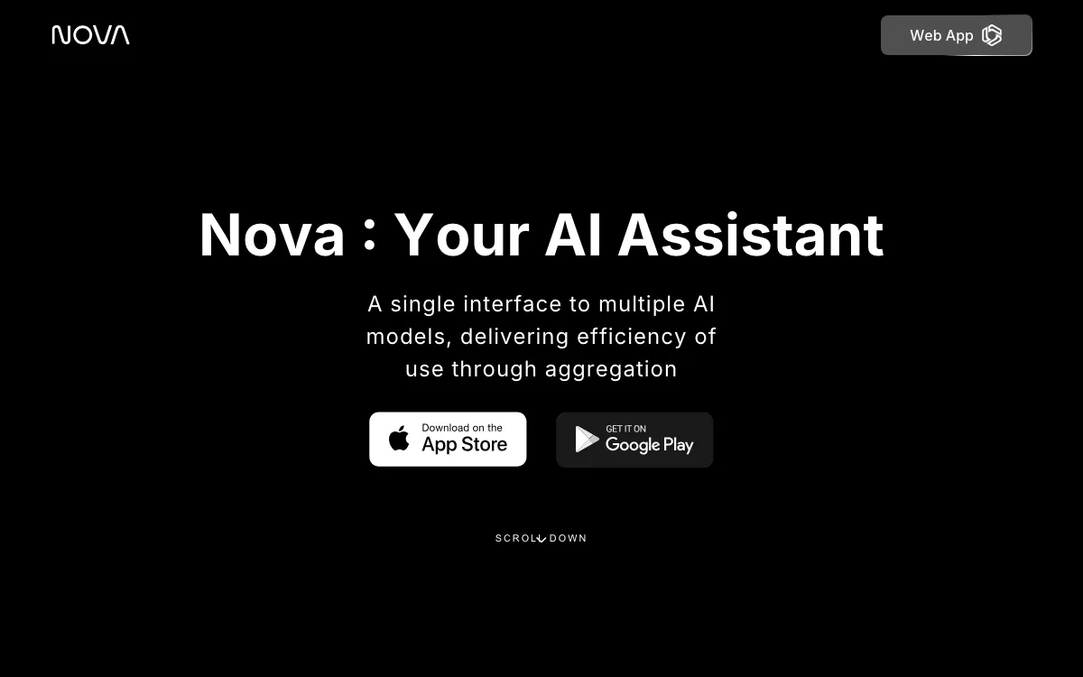 Nova App homepage screenshot