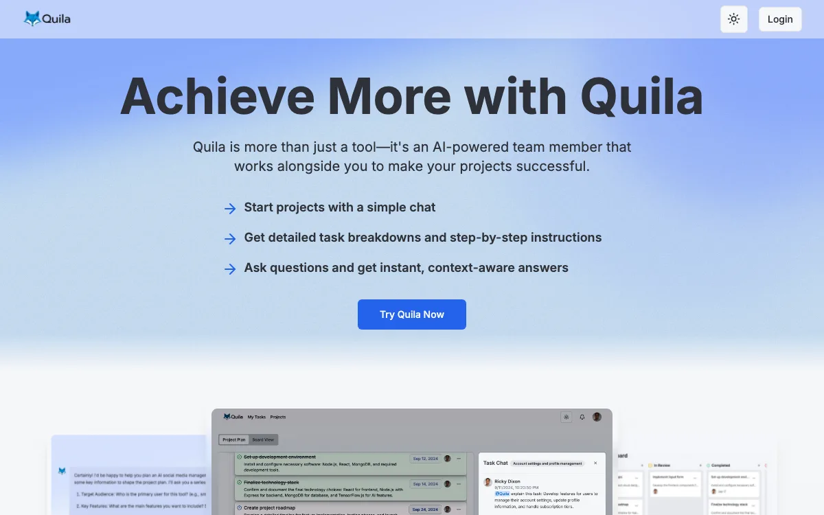 Quila homepage screenshot
