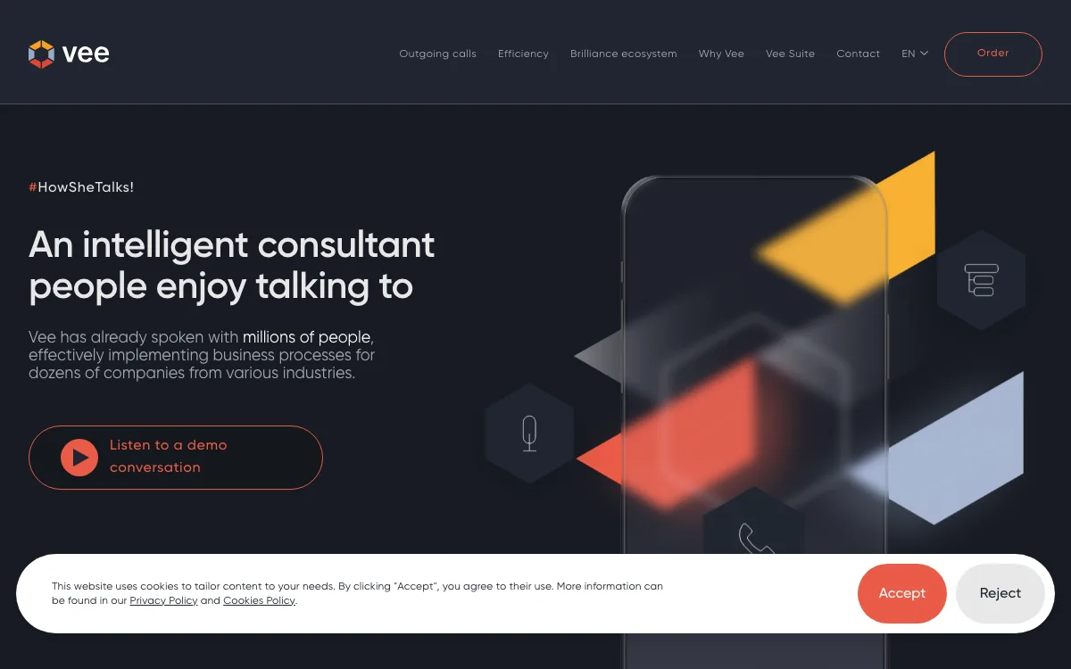 Vee Desk homepage screenshot