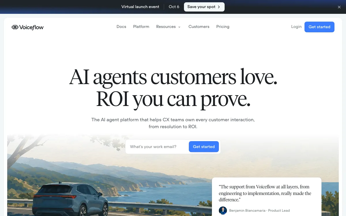 Voiceflow homepage screenshot