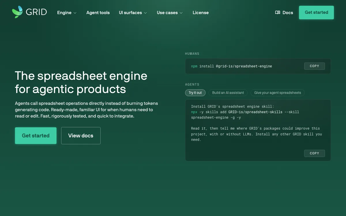 GRID homepage screenshot