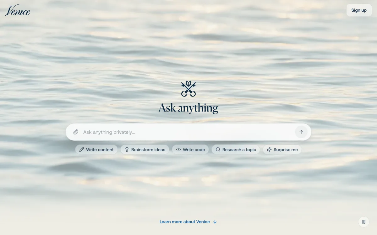 Venice homepage screenshot