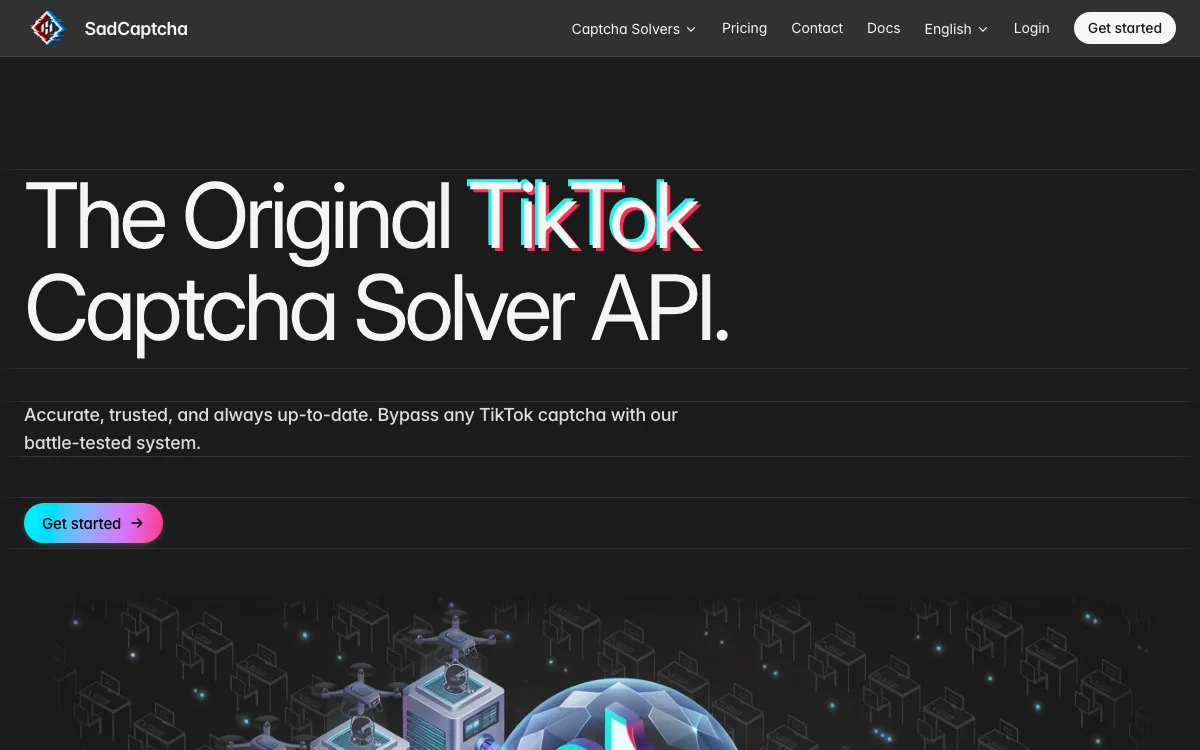 TikTok Captcha Solver API homepage screenshot