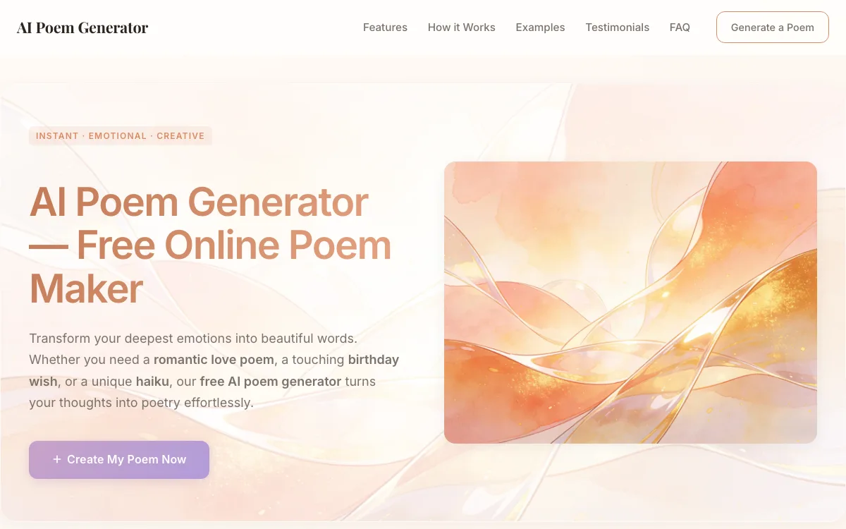 PoemAI homepage screenshot