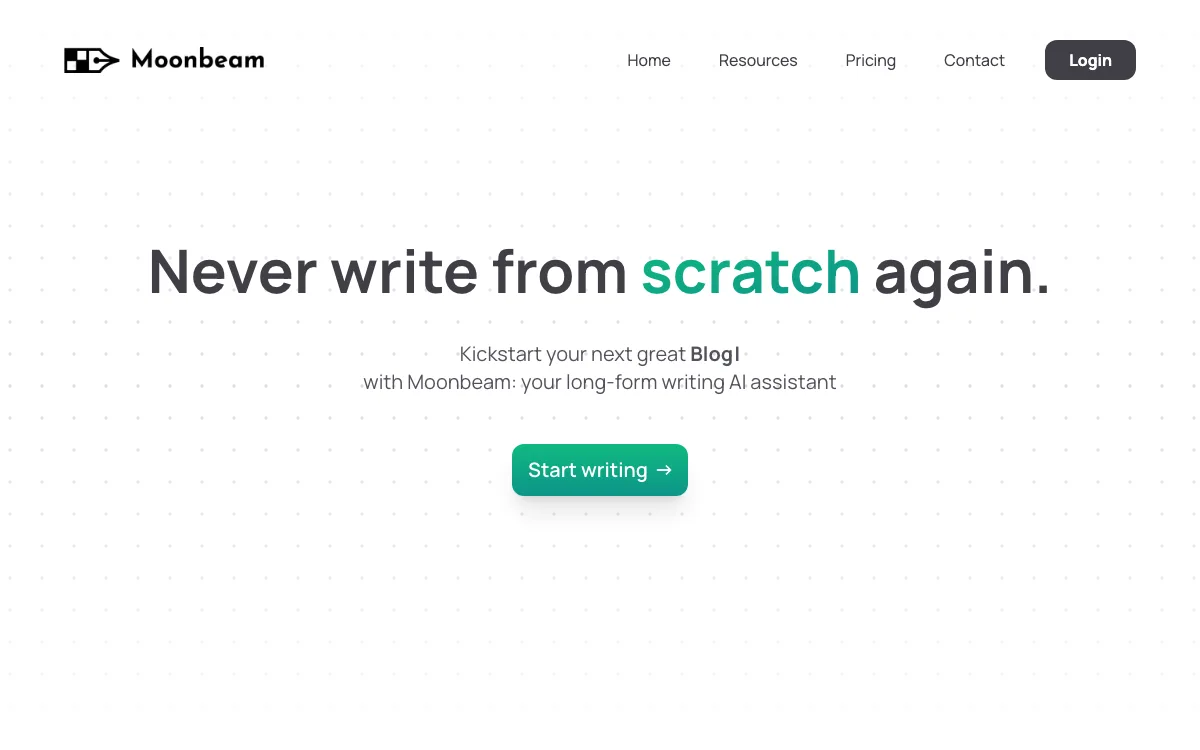 Moonbeam homepage screenshot