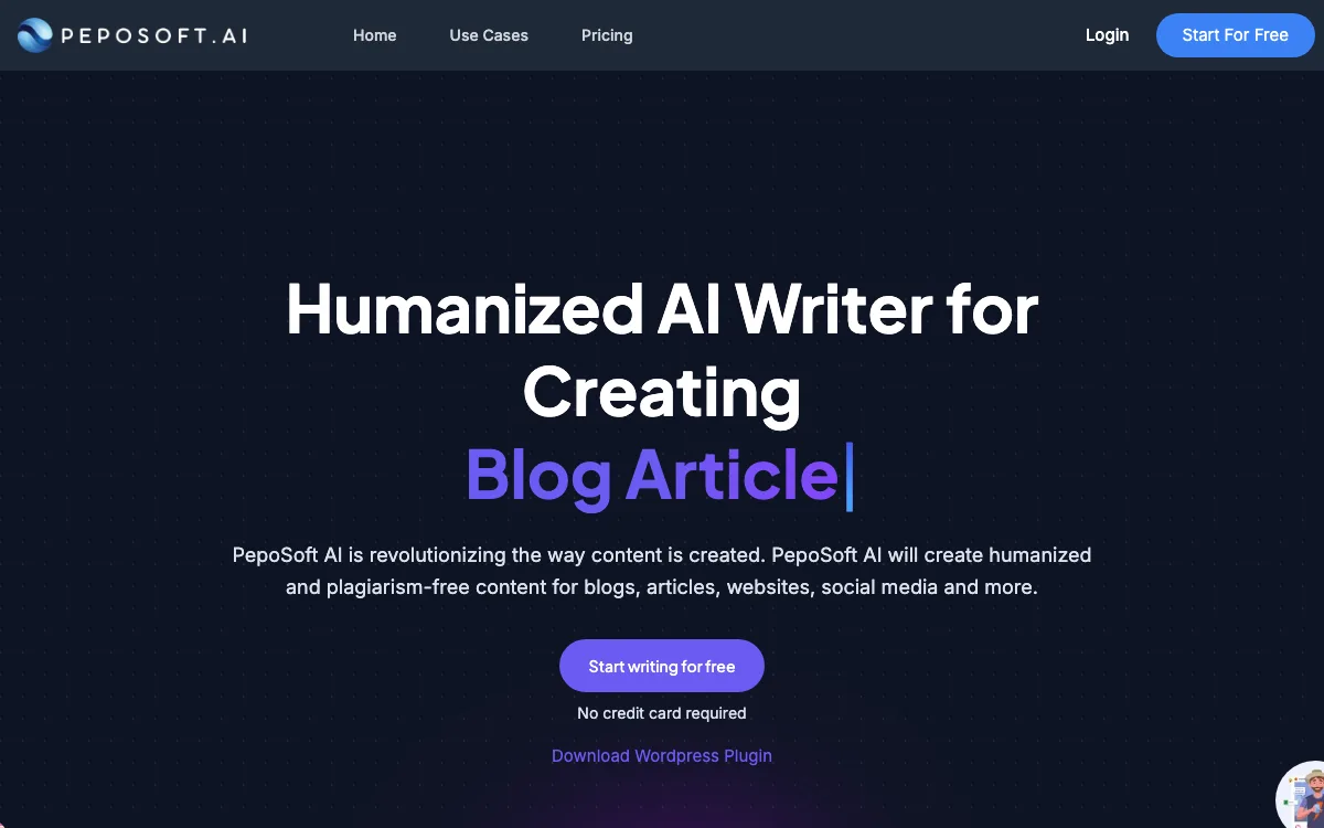 PepoSoft AI homepage screenshot