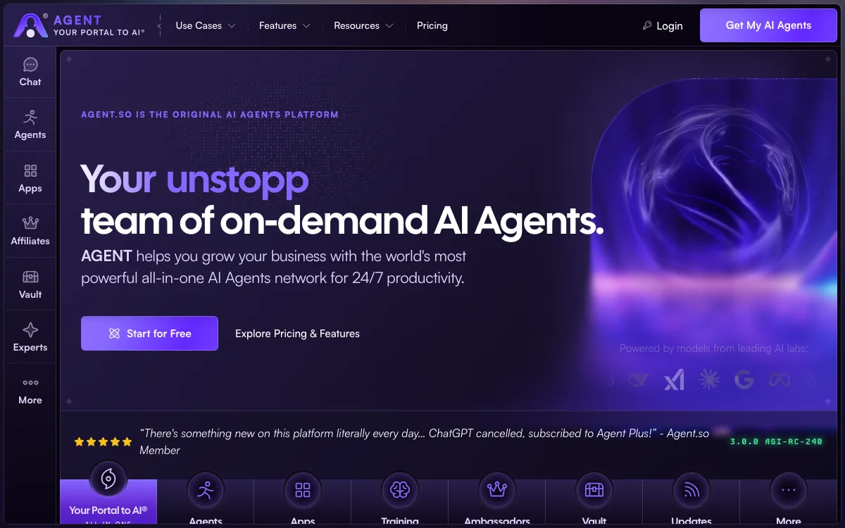 Agent.so homepage screenshot