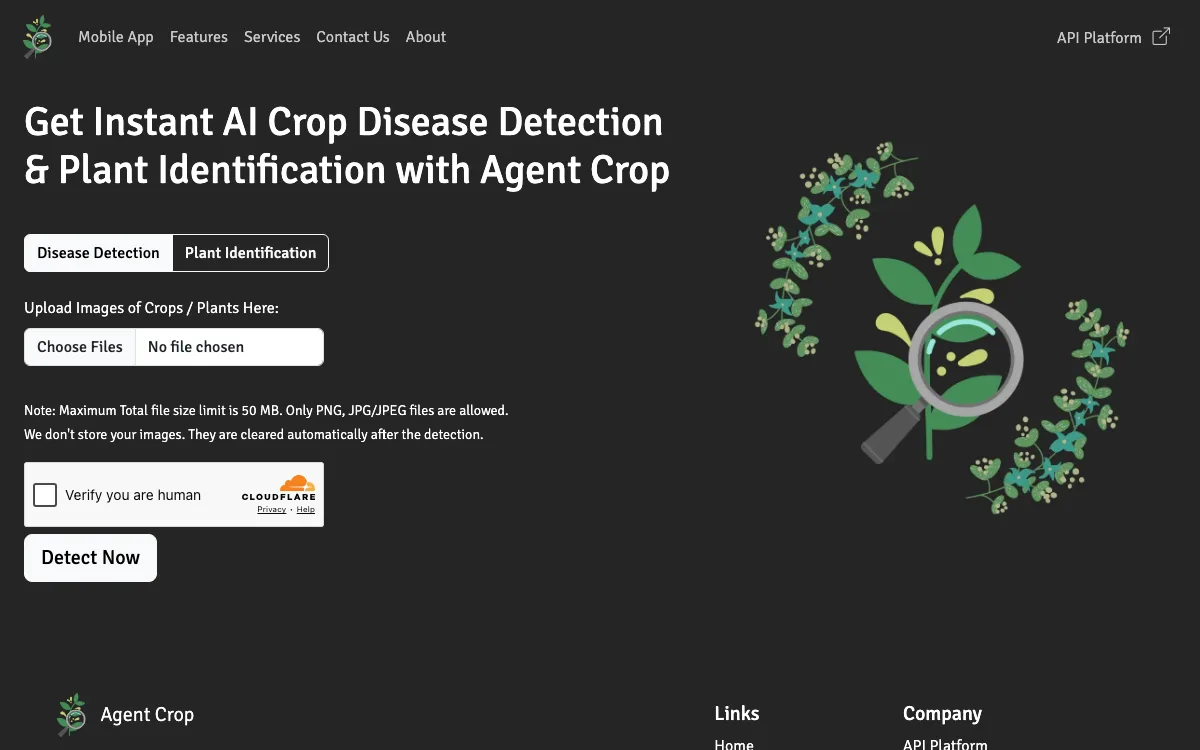 Agent Crop homepage screenshot