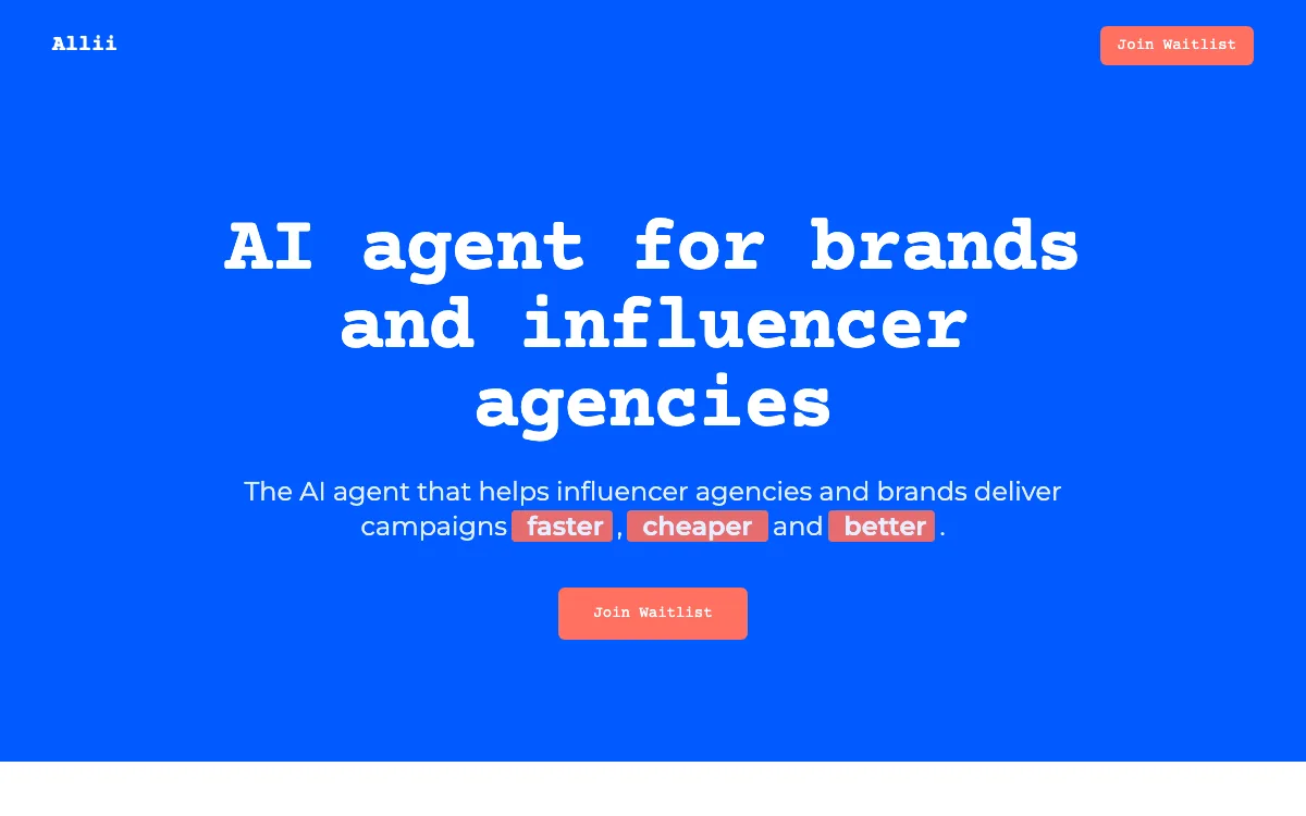 Allii.ai homepage screenshot