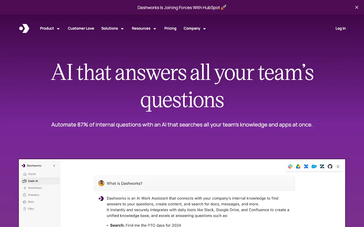 Dash AI homepage screenshot