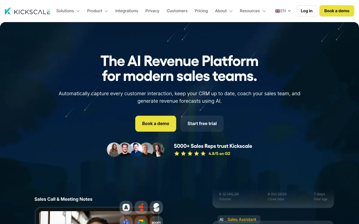 Kickscale homepage screenshot
