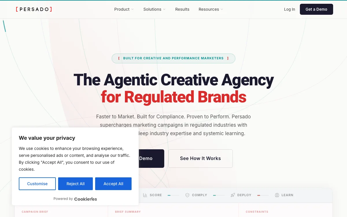 Persado homepage screenshot