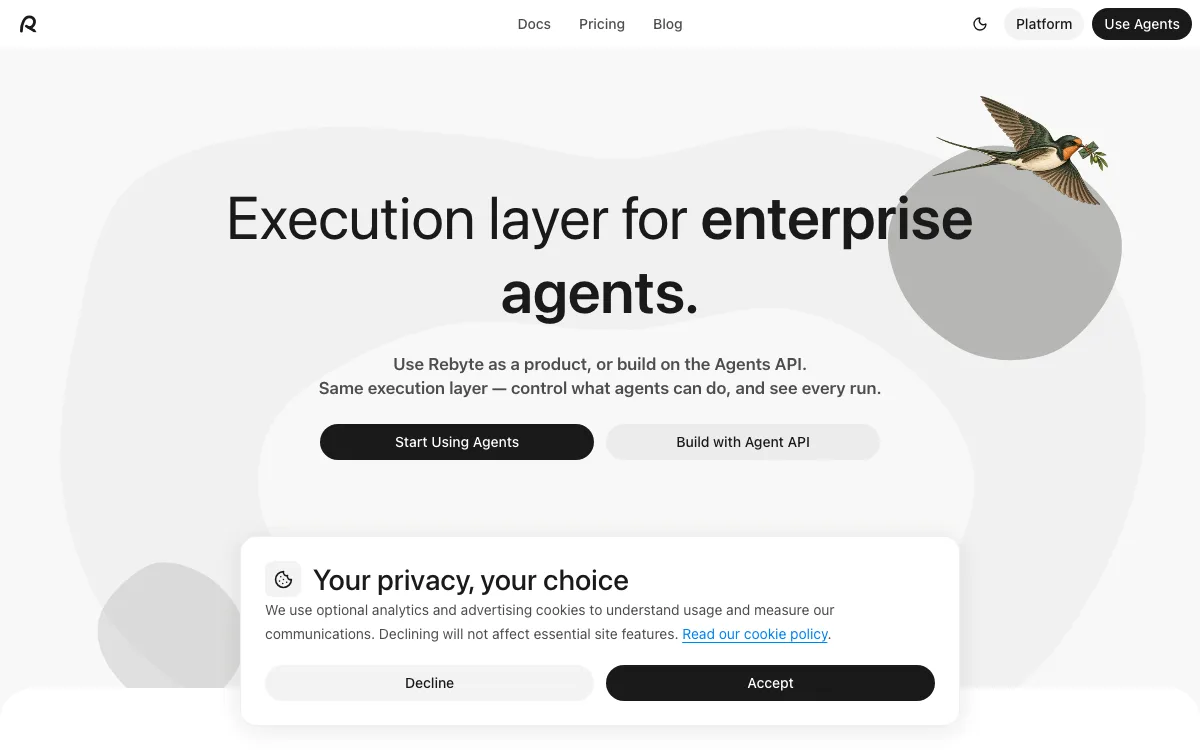 ReByte.ai homepage screenshot