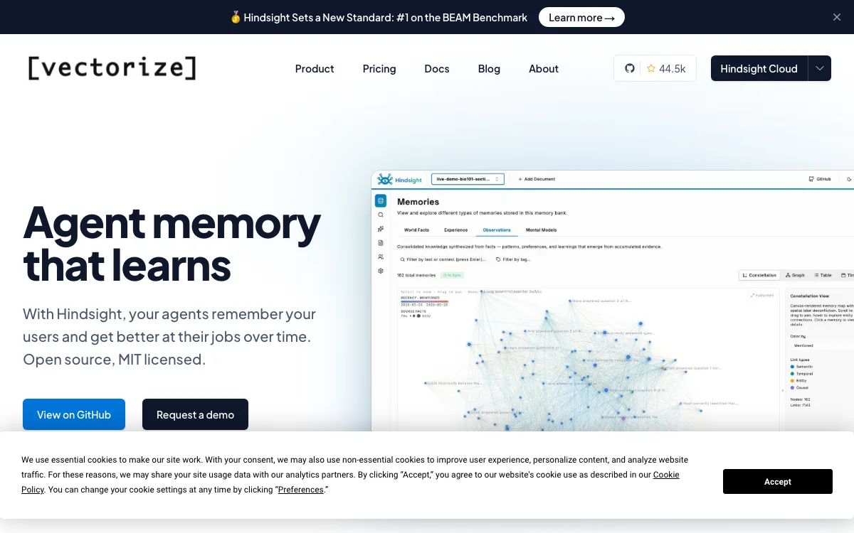 Vectorize homepage screenshot