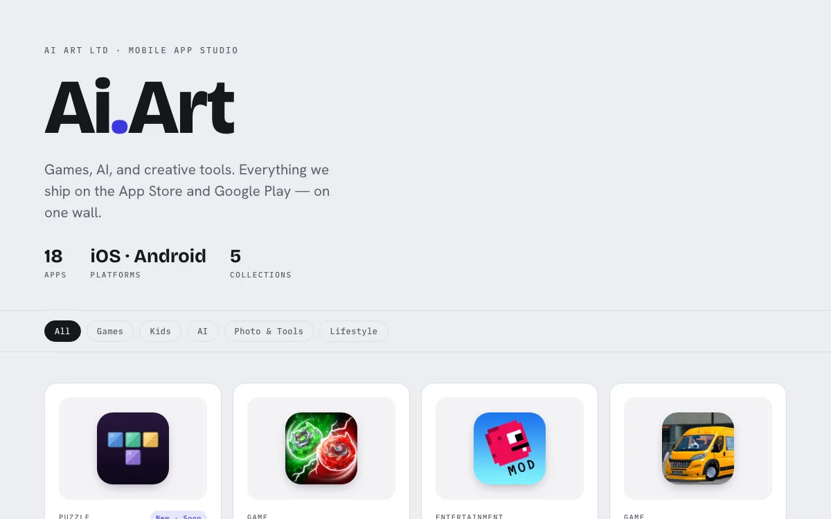 AI Art Limited homepage screenshot
