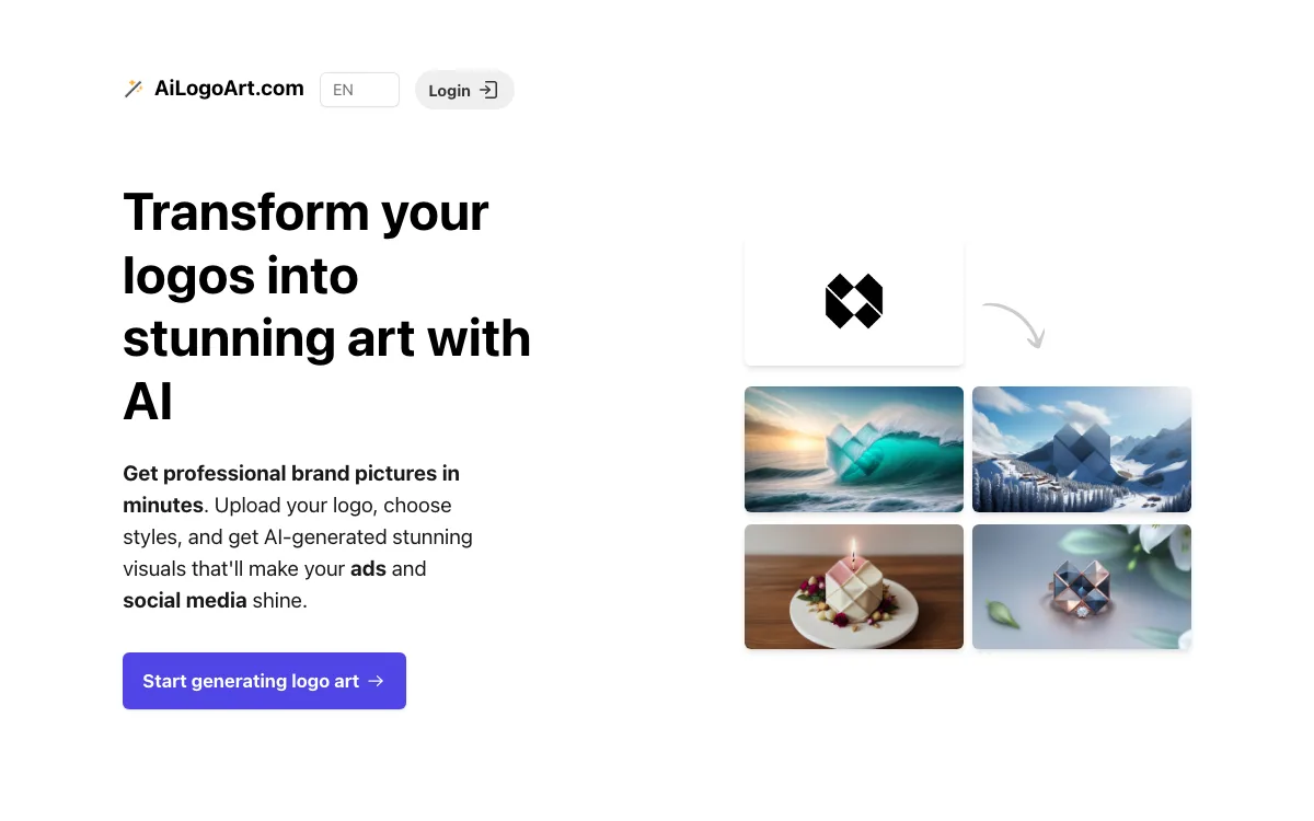 AI Logo Art homepage screenshot