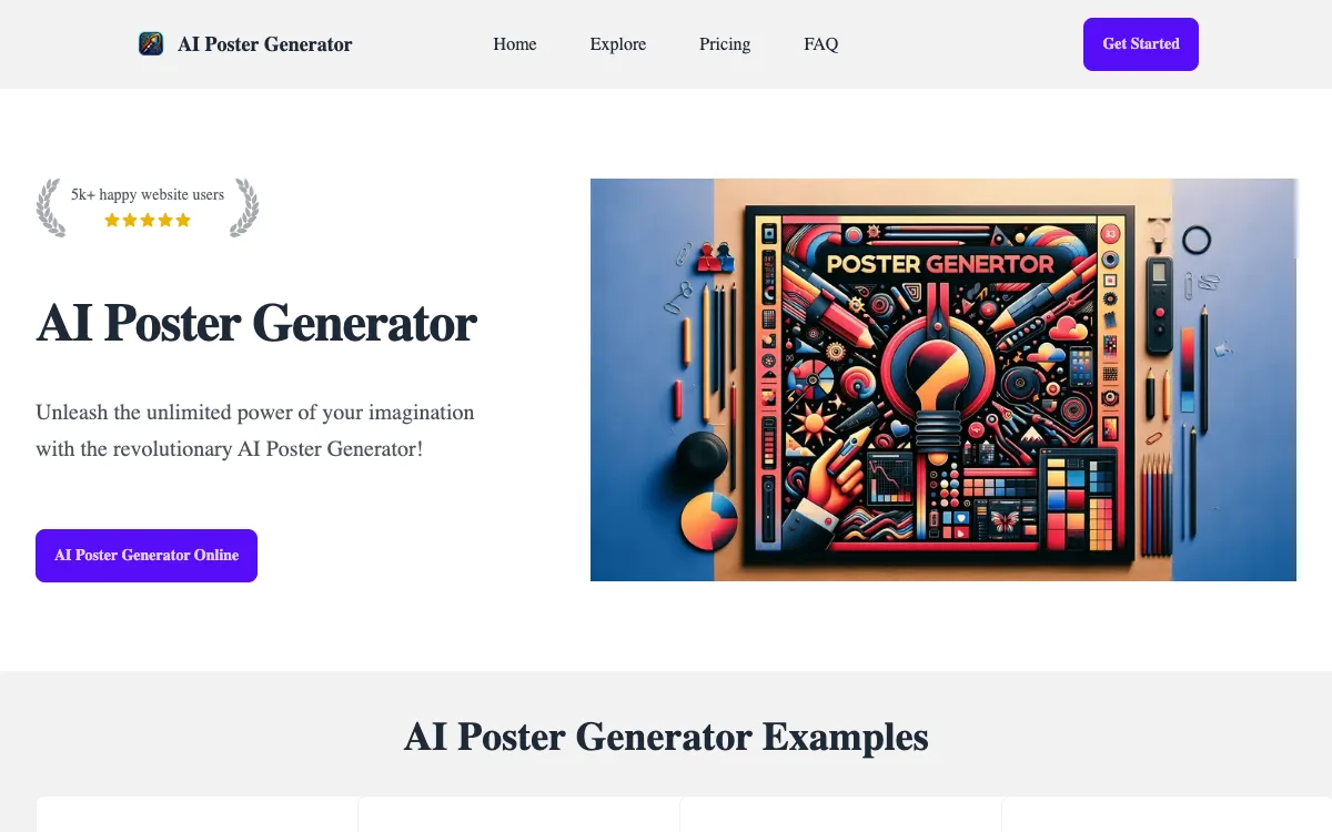 AI Poster Generator homepage screenshot