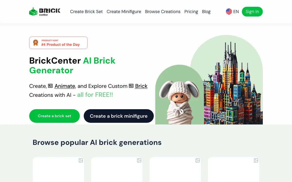 BrickCenter homepage screenshot