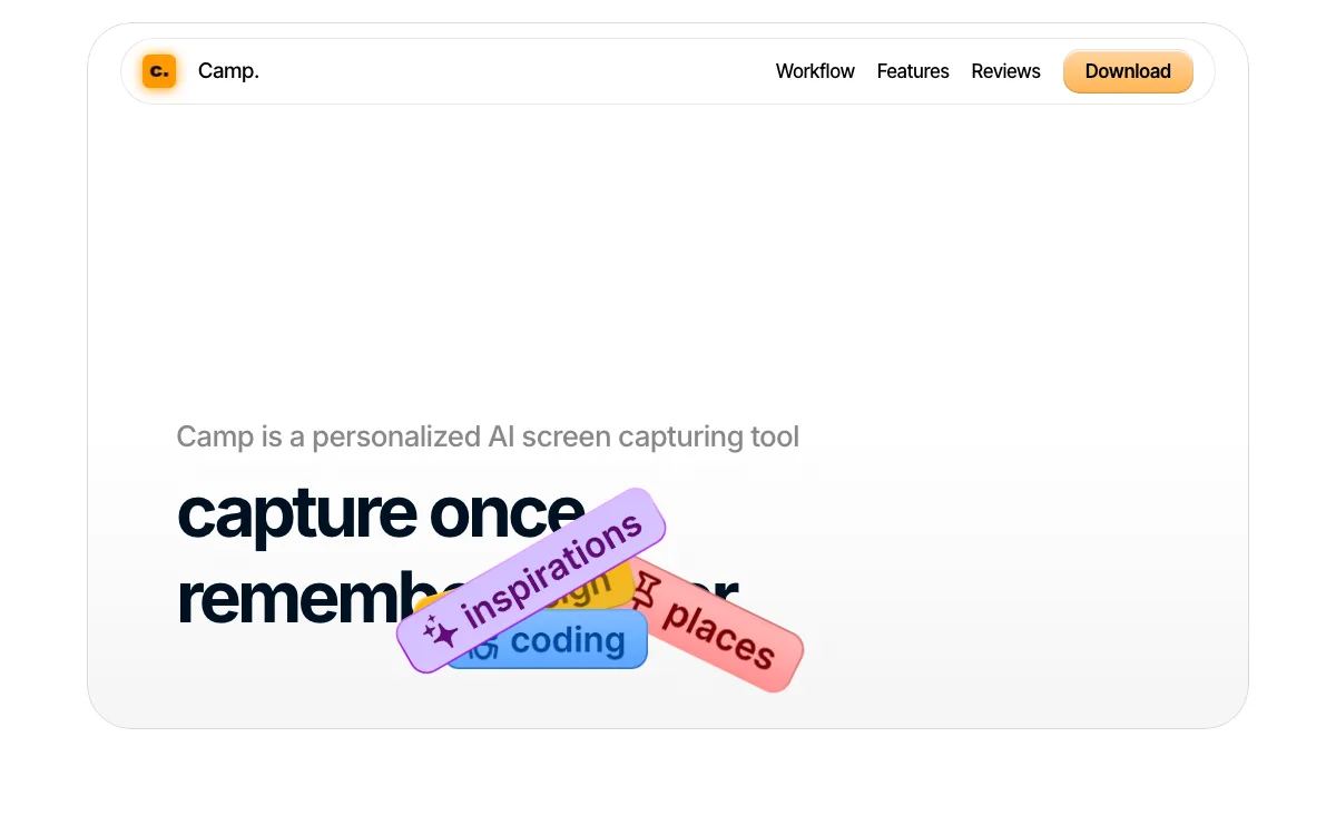 Camp for macOS homepage screenshot