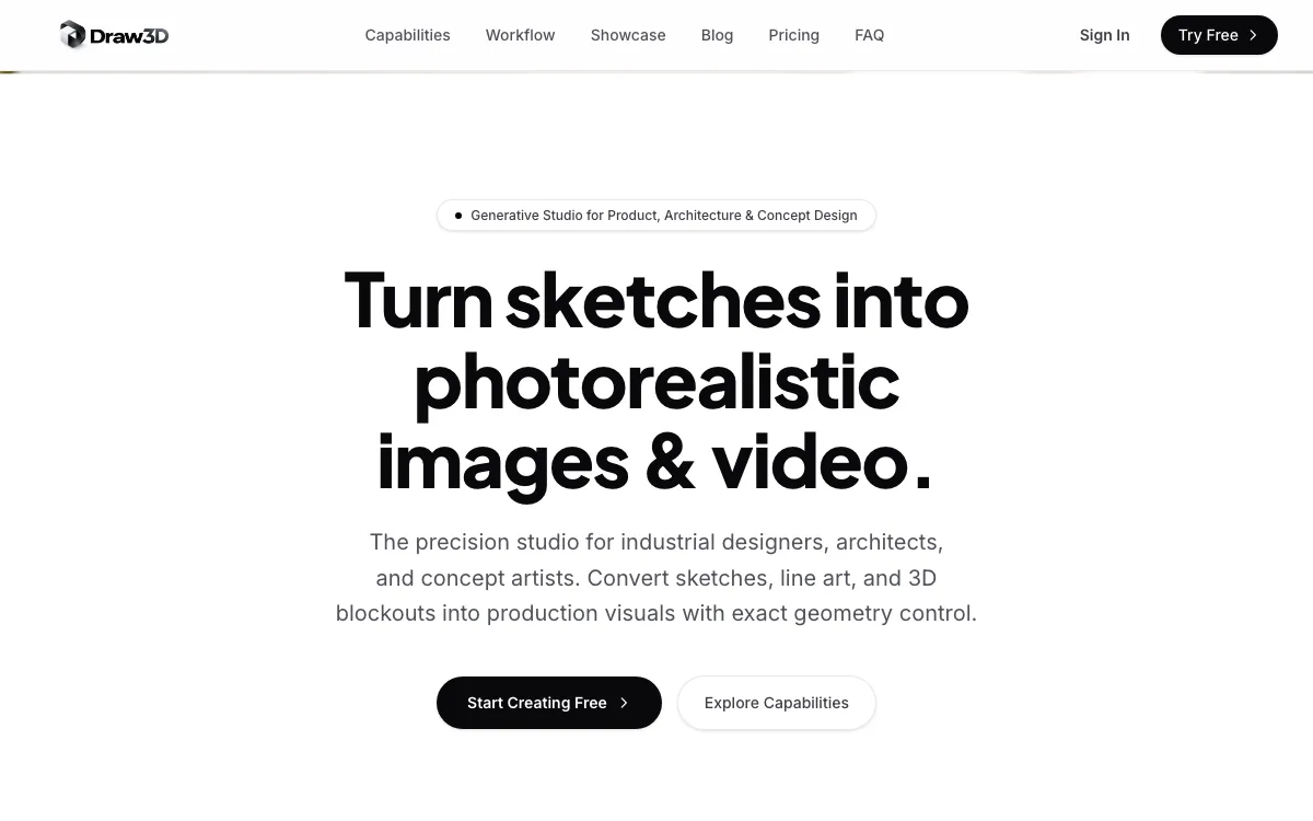 Draw3D homepage screenshot