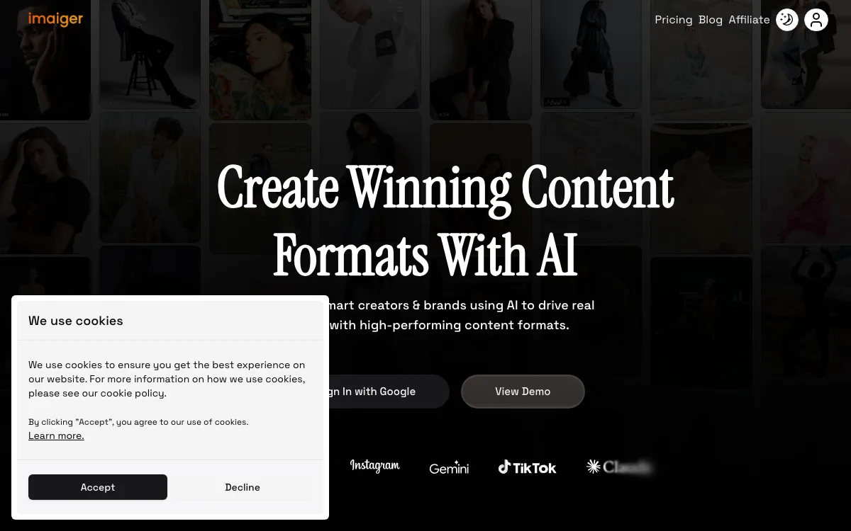 AI Image Search By Imaiger homepage screenshot