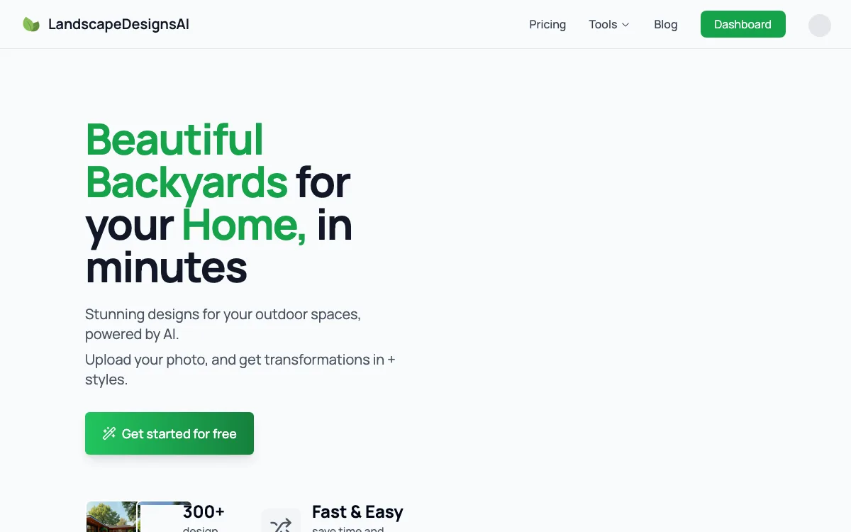 Landscape Designs AI homepage screenshot